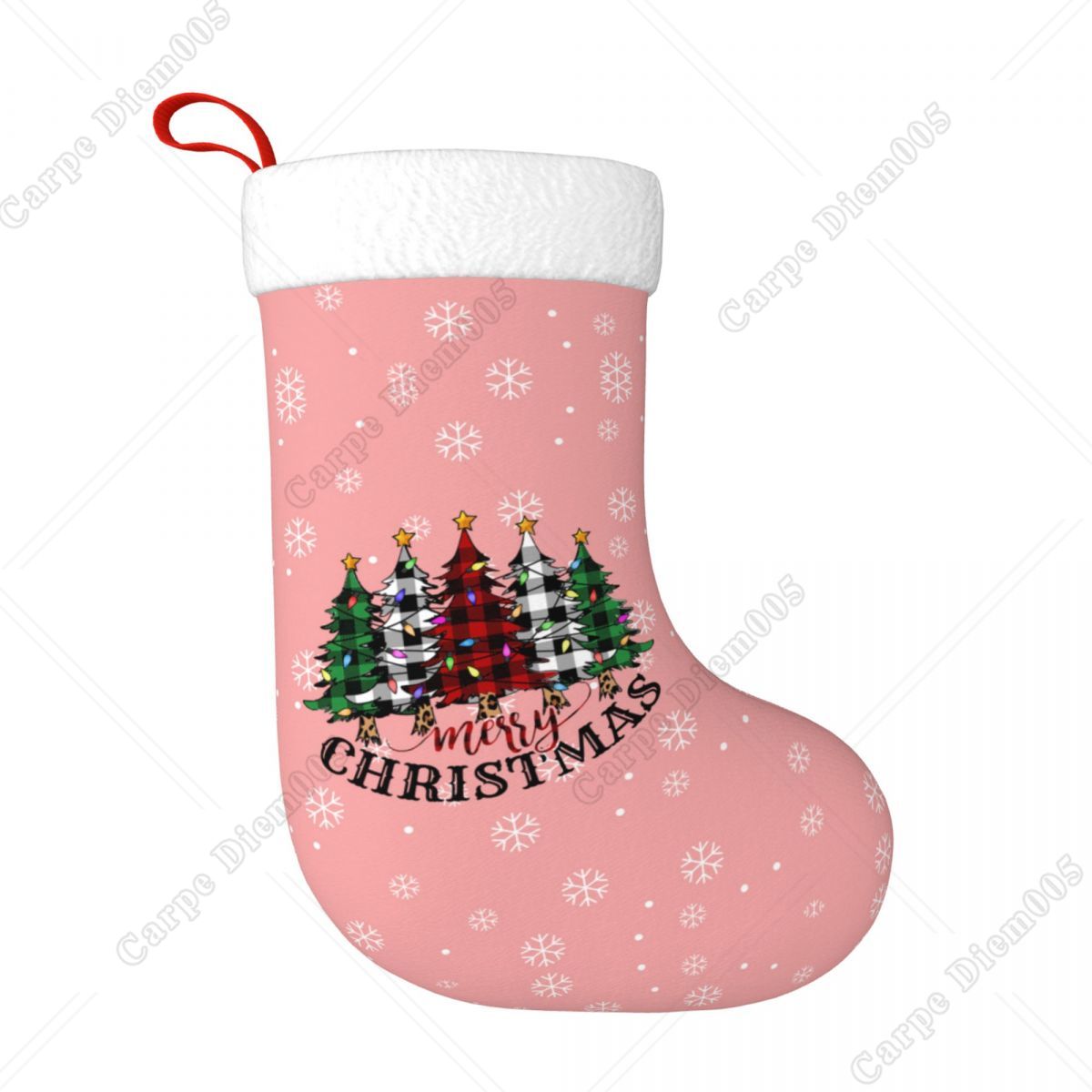 Christmas Stocking Hanging - Fiocchi di neve rosa Calze per