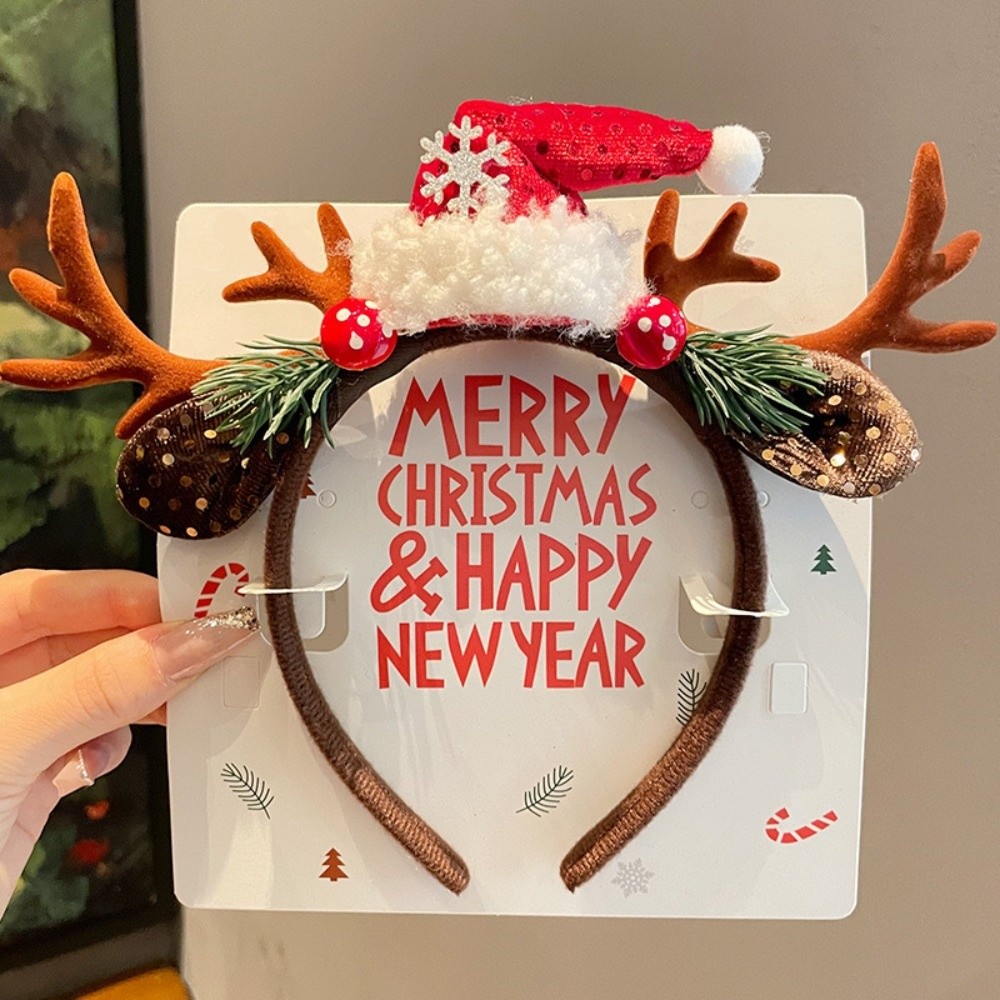 Reindeer Antlers Headband - Cerchietto Natalizio in Velluto Rosso con