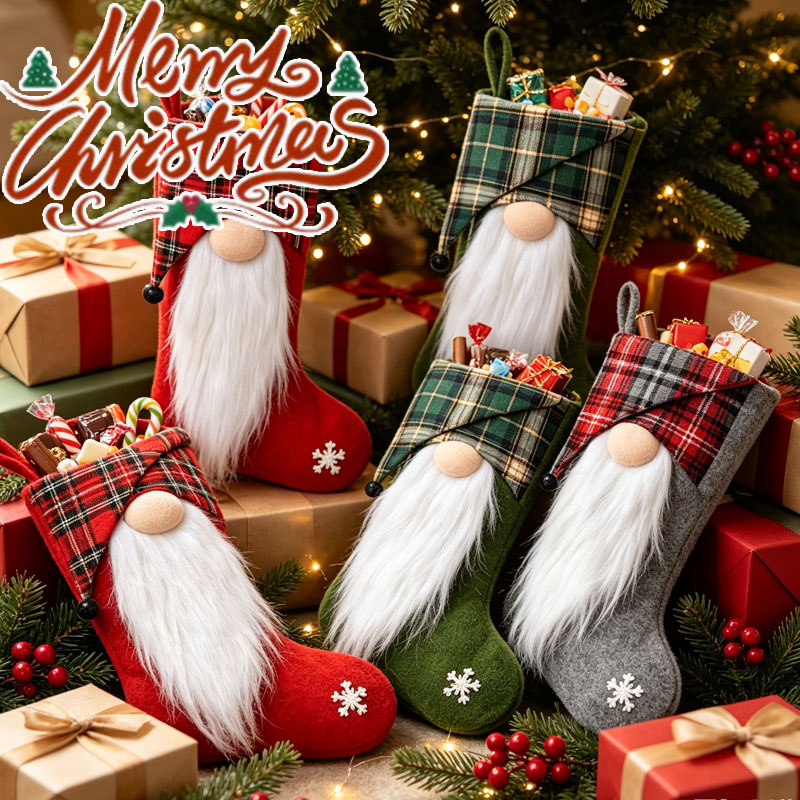 Christmas Stocking Hanging - 1-4 Pezzi di Sacchetti Regalo di